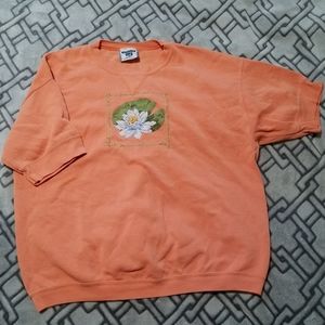 One of a kind Cross-stitched short sleeve sweatshirt